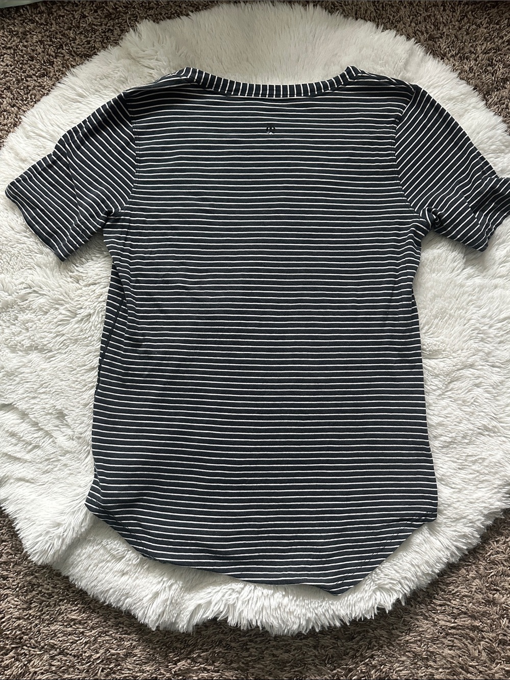 lululemon athletica Black and White Striped Short Sleeve Love Tee